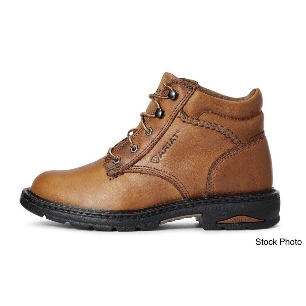 ARIAT Women's Macey Leather Brown Soft Toe Lace Up Ranch Work Boot Size 8